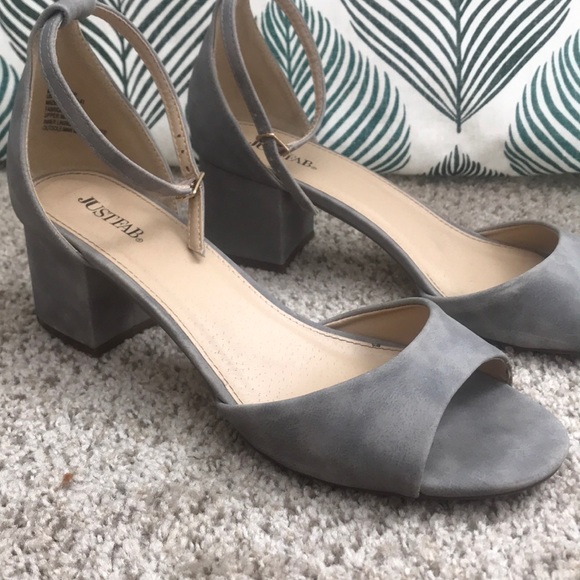 gray suede sandals
